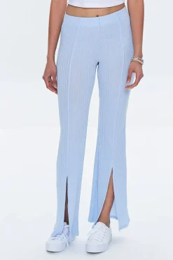 Ribbed Split-Hem Pants