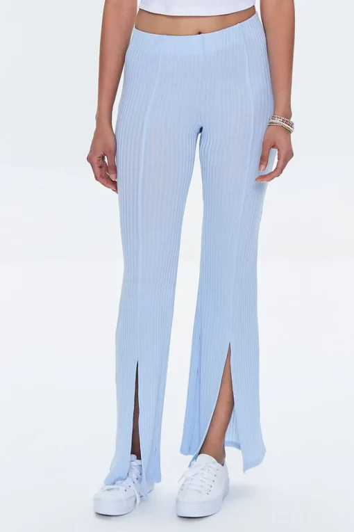 Ribbed Split-Hem Pants
