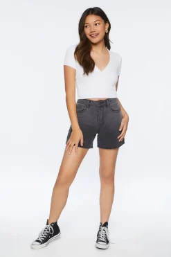 Ribbed Surplice Cropped Tee
