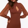 Ribbed Surplice Cutout Mini Dress
