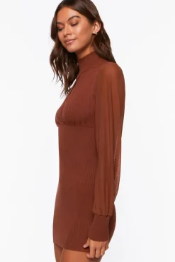 Ribbed Surplice Cutout Mini Dress