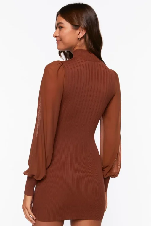 Ribbed Surplice Cutout Mini Dress