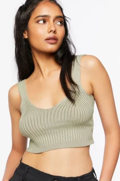 Ribbed Sweater-Knit Crop Top