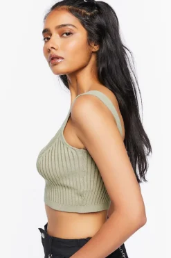 Ribbed Sweater-Knit Crop Top