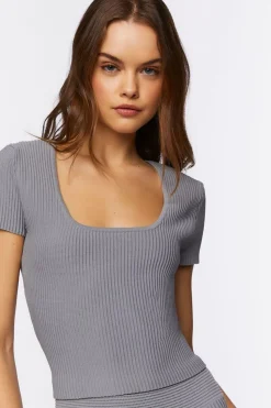 Ribbed Sweater-Knit Top