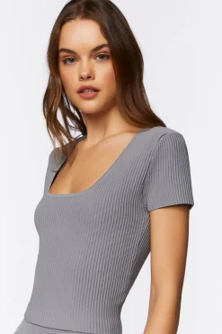 Ribbed Sweater-Knit Top
