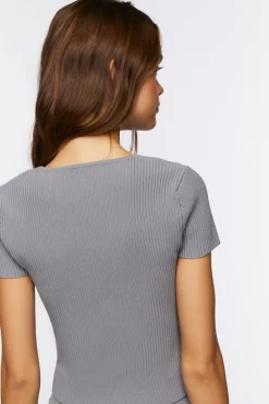 Ribbed Sweater-Knit Top