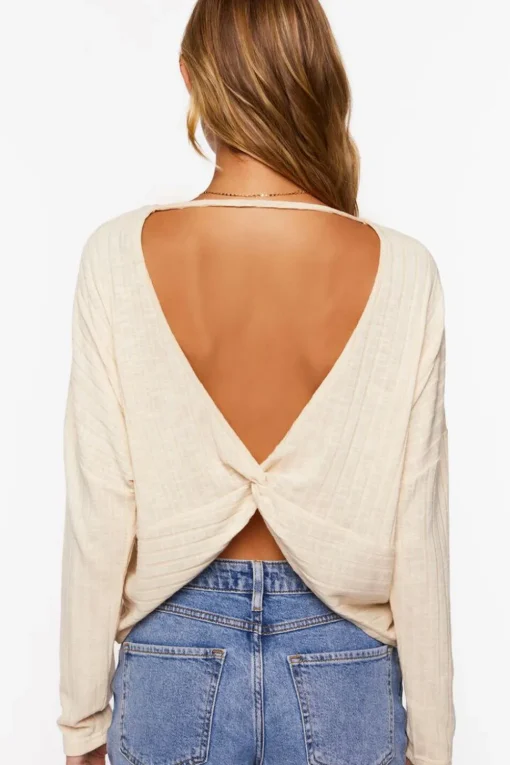 Ribbed Twist-Back Sweater