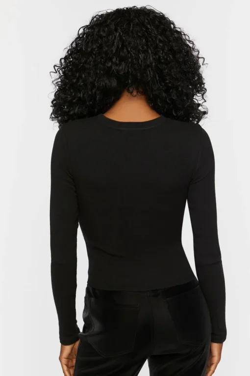 Ribbed V-Hem Top
