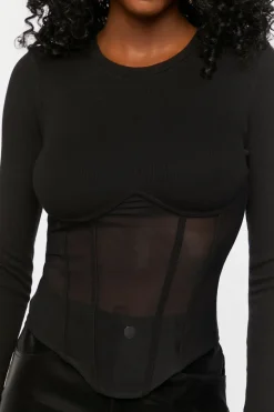 Ribbed V-Hem Top