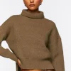 Rolled Turtleneck Drop-Sleeve Sweater