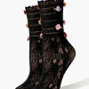 Rose Applique Lace Crew Socks