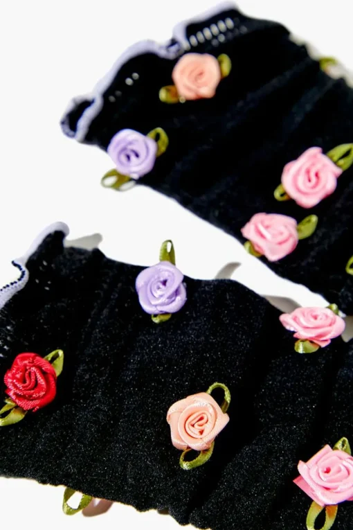 Rose Applique Lace Crew Socks