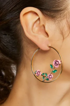 Rose Hoop Earrings