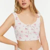 Rose Print Ruched Lounge Crop Top