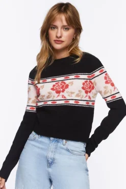 Rose Print Sweater