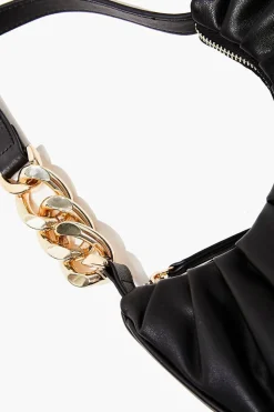 Ruched Baguette Shoulder Bag