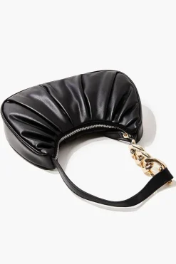 Ruched Baguette Shoulder Bag