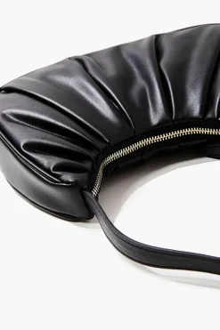 Ruched Baguette Shoulder Bag