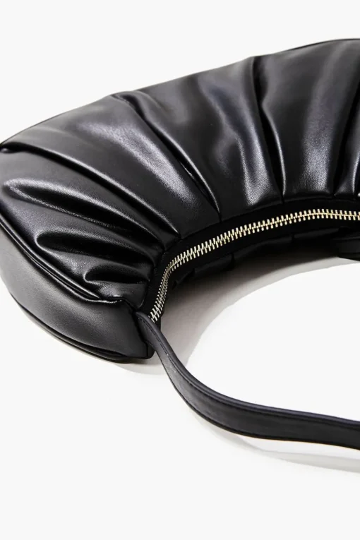 Ruched Baguette Shoulder Bag