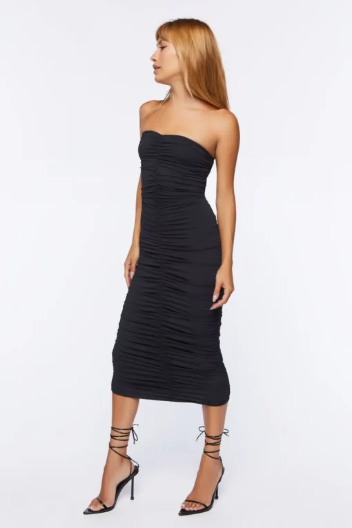 Ruched Bodycon Midi Dress