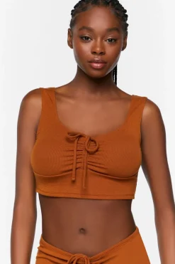 Ruched Drawstring Lounge Crop Top