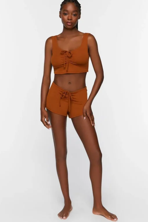 Ruched Drawstring Lounge Crop Top