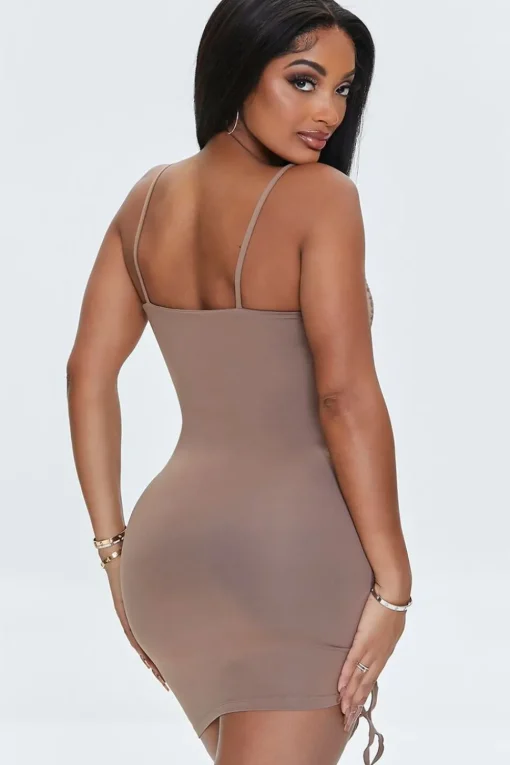 Ruched Drawstring Mini Dress