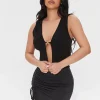 Ruched Drawstring Mini Skirt
