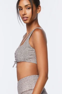 Ruched Drawstring Sports Bra