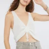 Ruched Drawstring Sweater-Knit Top