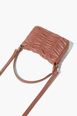 Ruched Faux Leather Crossbody Bag