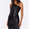 Ruched Faux Leather Dress