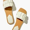 Ruched Faux Leather Flat Sandals