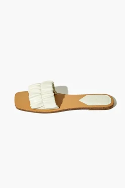 Ruched Faux Leather Flat Sandals