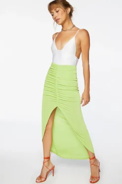 Ruched High-Low Skirt