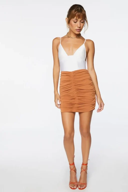 Ruched High-Rise Mini Skirt