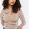 Ruched Long-Sleeve Bodysuit