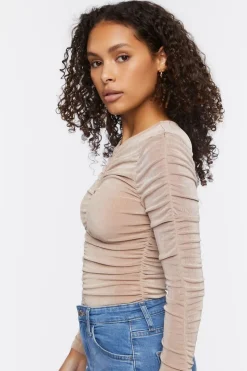 Ruched Long-Sleeve Bodysuit