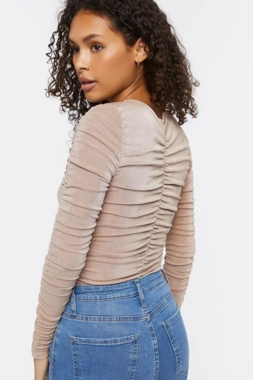Ruched Long-Sleeve Bodysuit