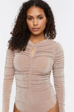 Ruched Long-Sleeve Bodysuit