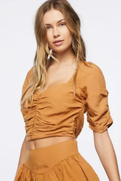 Ruched Sweetheart Crop Top