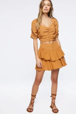 Ruched Sweetheart Crop Top