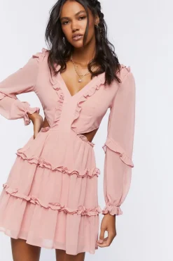 Ruffle Lace-Back Mini Dress