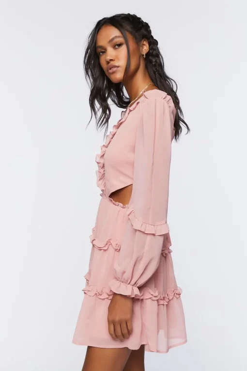 Ruffle Lace-Back Mini Dress