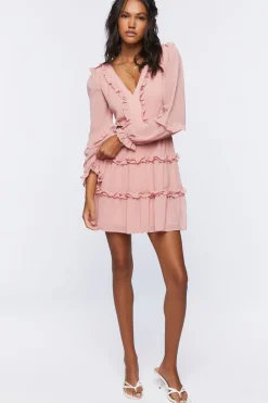 Ruffle Lace-Back Mini Dress