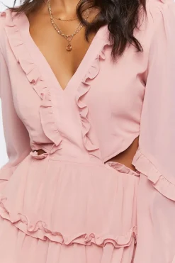 Ruffle Lace-Back Mini Dress