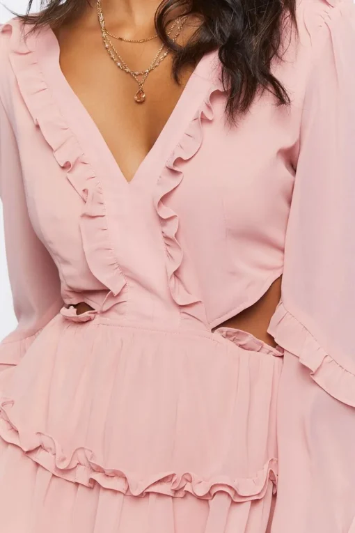 Ruffle Lace-Back Mini Dress