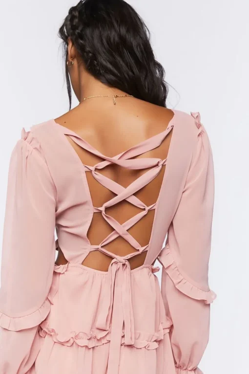 Ruffle Lace-Back Mini Dress