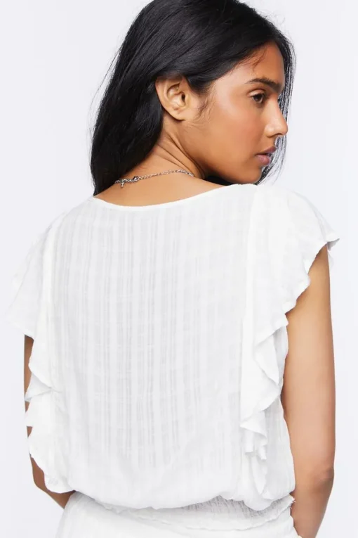Ruffle Ladder-Trim Crop Top
